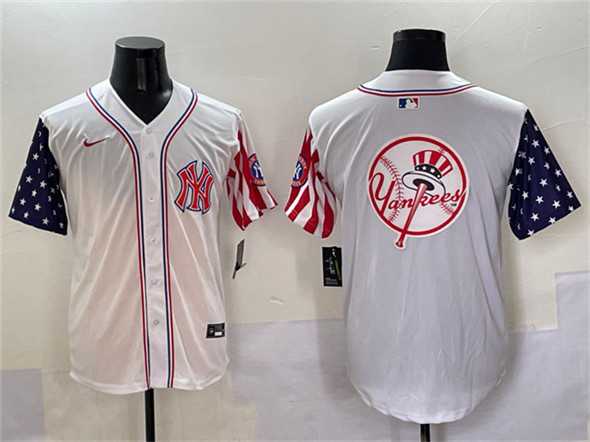 Mens New York Yankees Team Big Logo White American Style Limited Stitched Jersey